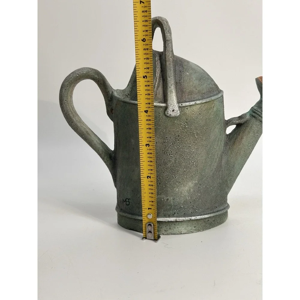 Vintage Marjolein Bastin Cast Iron Green Watering Can Doorstop 6.5